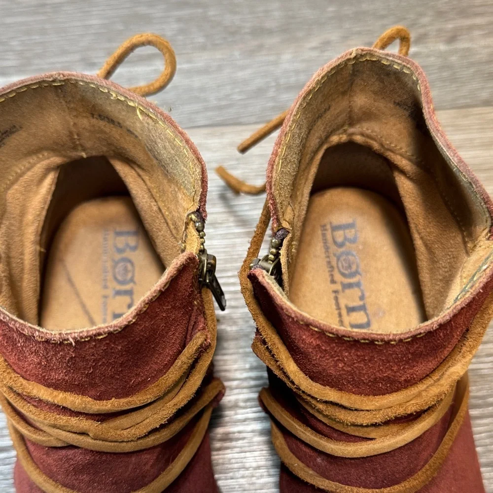 Born burnt red Suede Ankle Boots woman’s size 7.5 (s208)